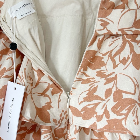 NWT Lovers & Friends Corey Maxi Dress in Caramel Brown Floral Tiered Summer Maxi - Picture 9 of 13